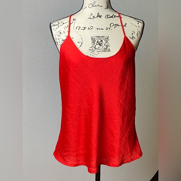 Vicolo Tops - Vicolo Red Cami Top Made in Italy Silky Spaghetti Strap Tank